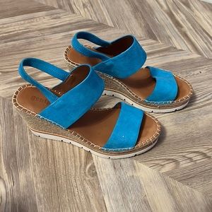 Blue Suede with Leather insole Wedge Heel sandals